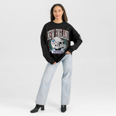 Gameday Couture Women's Oversized Victory Lane Black Label Premium Fleece Sweatshirt - New England Patriots Sweatshirts