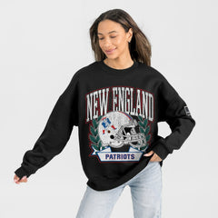 Gameday Couture Women's Oversized Victory Lane Black Label Premium Fleece Sweatshirt - New England Patriots Sweatshirts