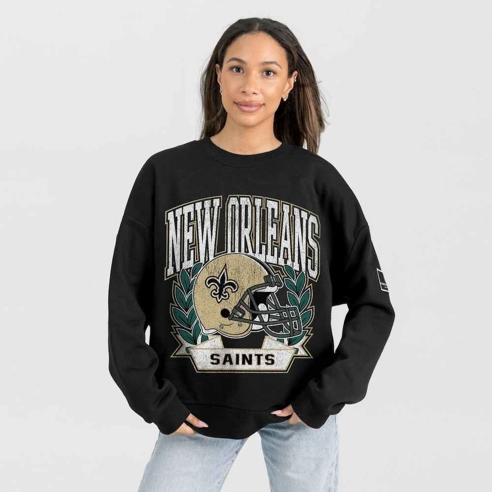 Gameday Couture Women's Oversized Victory Lane Black Label Premium Fleece Sweatshirt - New Orleans Saints Sweatshirts