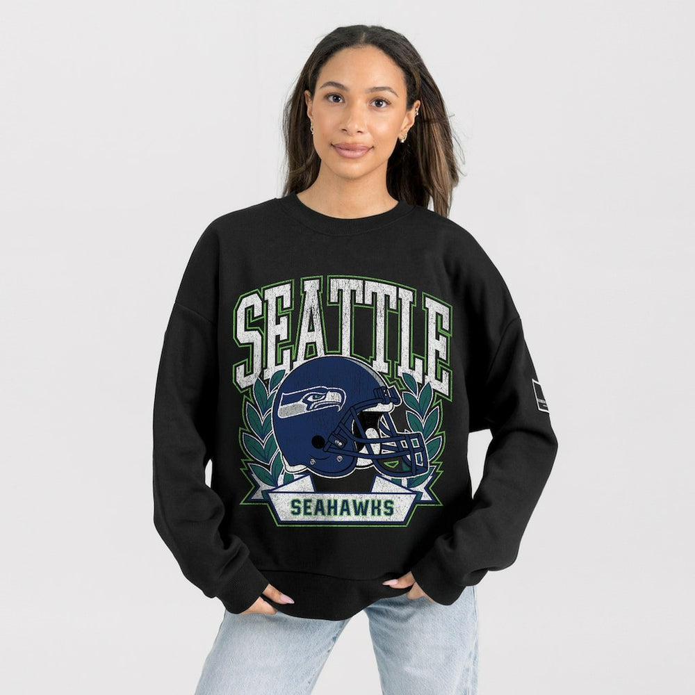 Gameday Couture Women's Oversized Victory Lane Black Label Premium Fleece Sweatshirt - Seattle Seahawks Sweatshirts