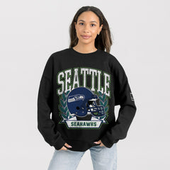 Gameday Couture Women's Oversized Victory Lane Black Label Premium Fleece Sweatshirt - Seattle Seahawks Sweatshirts