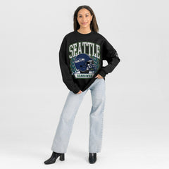 Gameday Couture Women's Oversized Victory Lane Black Label Premium Fleece Sweatshirt - Seattle Seahawks Sweatshirts