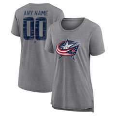 NHL Columbus Blue Jackets Women's Heritage Custom Tri-Blend T-Shirt