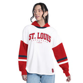 White/Red St. Louis Cardinals G-III 4Her by Carl Banks Women's Key Player Oversized Hooded Long Sleeve T-Shirt