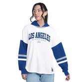 White/Royal Los Angeles Dodgers G-III 4Her by Carl Banks Women's Key Player Oversized Hooded Long Sleeve T-Shirt