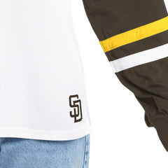 White/Brown San Diego Padres G-III 4Her by Carl Banks Women's Key Player Oversized Hooded Long Sleeve T-Shirt