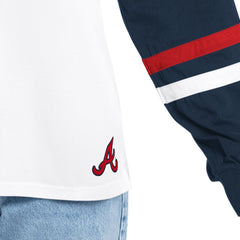 White/Navy Atlanta Braves G-III 4Her by Carl Banks Women's Key Player Oversized Hooded Long Sleeve T-Shirt