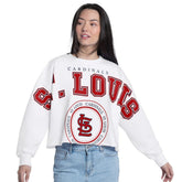 White St. Louis Cardinals G-III 4Her by Carl Banks Women's Bleachers Cropped Pullover Sweatshirt