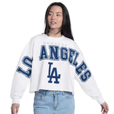 White Los Angeles Dodgers G-III 4Her by Carl Banks Women's Bleachers Cropped Pullover Sweatshirt