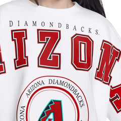 White Arizona Diamondbacks G-III 4Her by Carl Banks Women's Bleachers Cropped Pullover Sweatshirt