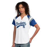 White Los Angeles Dodgers Starter Women's Game On Notch Neck T-Shirt