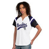 White Colorado Rockies Starter Women's Game On Notch Neck T-Shirt