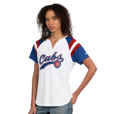White Chicago Cubs Starter Women's Game On Notch Neck T-Shirt