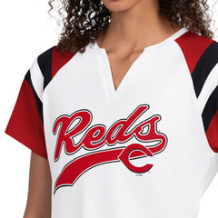White Cincinnati Reds Starter Women's Game On Notch Neck T-Shirt