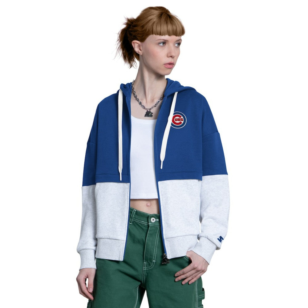 Royal/Heather Gray Chicago Cubs Starter Women's Wishbone Full-Zip Hoodie