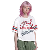 White Cleveland Guardians Starter Women's Cropped Hurry Up Offense T-Shirt