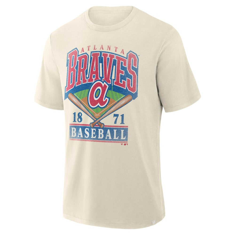Cream Atlanta Braves Profile Big & Tall Screen Print T-Shirt