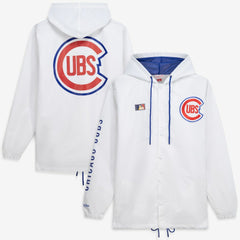 White Chicago Cubs Mitchell & Ness Big & Tall Full-Snap Hooded Jacket