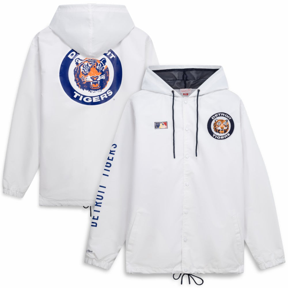 White Detroit Tigers Mitchell & Ness Big & Tall Full-Snap Hooded Jacket