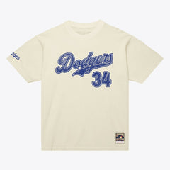 Cream Fernando Valenzuela Los Angeles Dodgers Mitchell & Ness Cooperstown Collection Throwback Name & Number T-Shirt