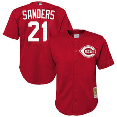 Red Deion Sanders Cincinnati Reds Mitchell & Ness Youth Cooperstown Mesh Batting Practice Jersey