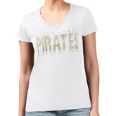 White Pittsburgh Pirates G-III 4Her by Carl Banks Women's Metallic Drop Lightweight V-Neck T-Shirt