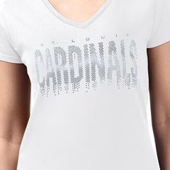White St. Louis Cardinals G-III 4Her by Carl Banks Women's Metallic Drop Lightweight V-Neck T-Shirt