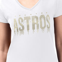 White Houston Astros G-III 4Her by Carl Banks Women's Metallic Drop Lightweight V-Neck T-Shirt