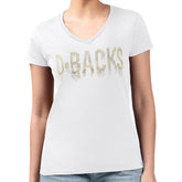 White Arizona Diamondbacks G-III 4Her by Carl Banks Women's Metallic Drop Lightweight V-Neck T-Shirt