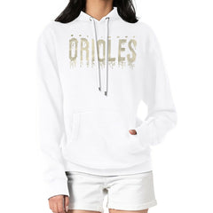 White Baltimore Orioles G-III 4Her by Carl Banks Women's Metallic Drop Fleece Hoodie