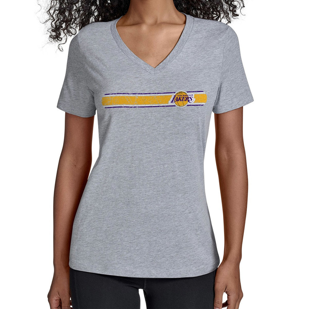 Los Angeles Lakers Starter Women's Team Stripe V-Neck T-Shirt