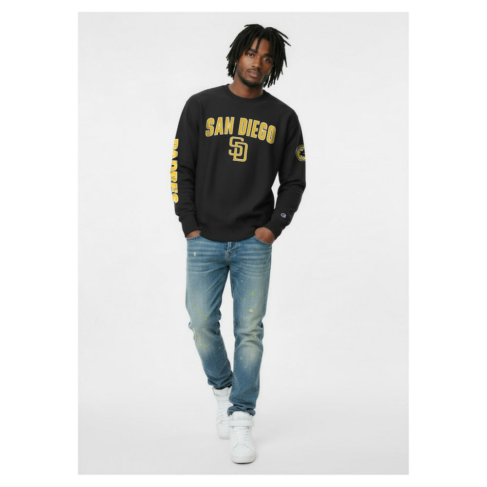 Black San Diego Padres Champion Reverse Weave Chenille Sweatshirt