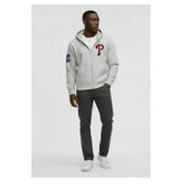 Gray Philadelphia Phillies Champion Reverse Weave Chenille Full-Zip Hoodie
