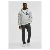Gray Los Angeles Dodgers Champion Reverse Weave Chenille Full-Zip Hoodie