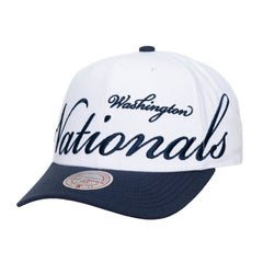 White/Navy Washington Nationals Mitchell & Ness Unisex XL Script Pro Crown Adjustable Hat