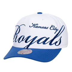 White/Royal Kansas City Royals Mitchell & Ness Unisex XL Script Pro Crown Snapback Hat