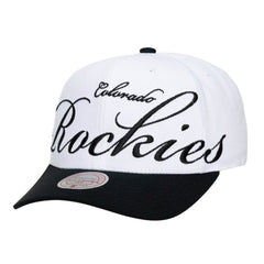 White/Black Colorado Rockies Mitchell & Ness Unisex XL Script Pro Crown Snapback Hat