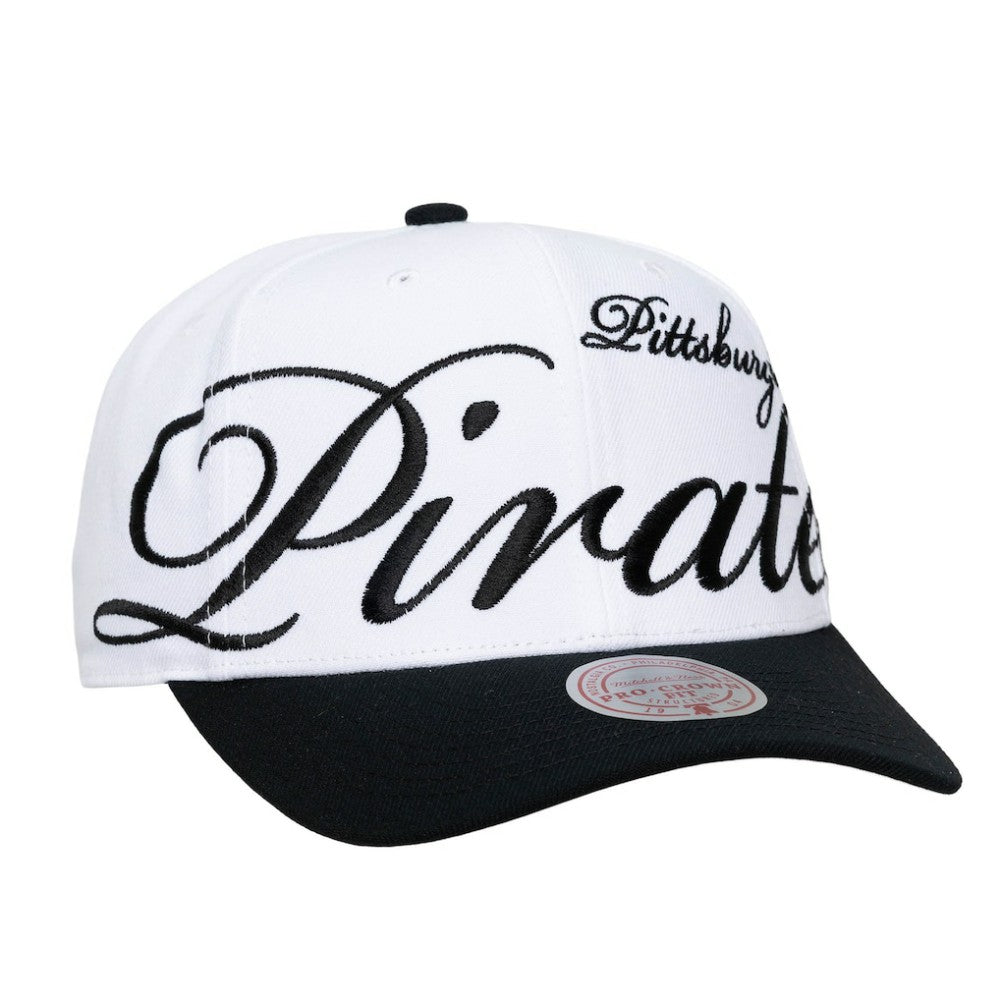 White/Black Pittsburgh Pirates Mitchell & Ness Unisex XL Script Pro Crown Adjustable Hat