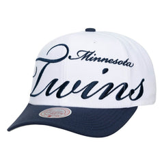 White/Navy Minnesota Twins Mitchell & Ness Unisex XL Script Pro Crown Adjustable Hat