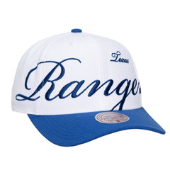 White/Royal Texas Rangers Mitchell & Ness Unisex XL Script Pro Crown Adjustable Hat