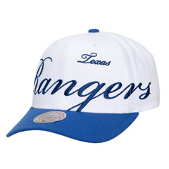 White/Royal Texas Rangers Mitchell & Ness Unisex XL Script Pro Crown Adjustable Hat