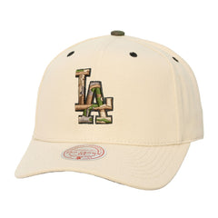 Cream Los Angeles Dodgers Mitchell & Ness Unisex Camo Logo Pro Crown Snapback Hat