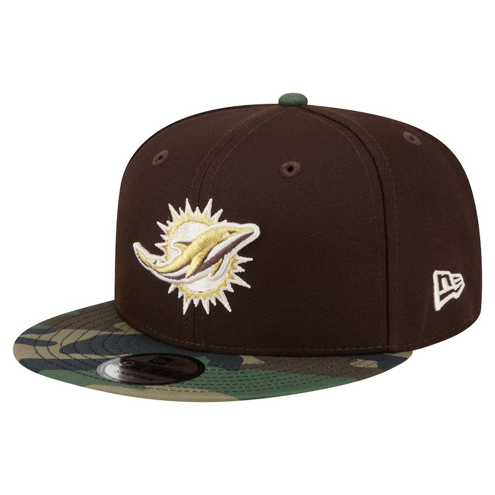 Adult Burnt Wood Camo 9FIFTY Snapback Hat - Miami Dolphins Hats