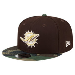 Adult Burnt Wood Camo 9FIFTY Snapback Hat - Miami Dolphins Hats