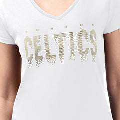 Boston Celtics G-III 4Her by Carl Banks Women's Super-Slim-Fit Metallic Drop Lightweight V-Neck T-Shirt