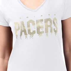 Indiana Pacers G-III 4Her by Carl Banks Women's Super-Slim-Fit Metallic Drop Lightweight V-Neck T-Shirt