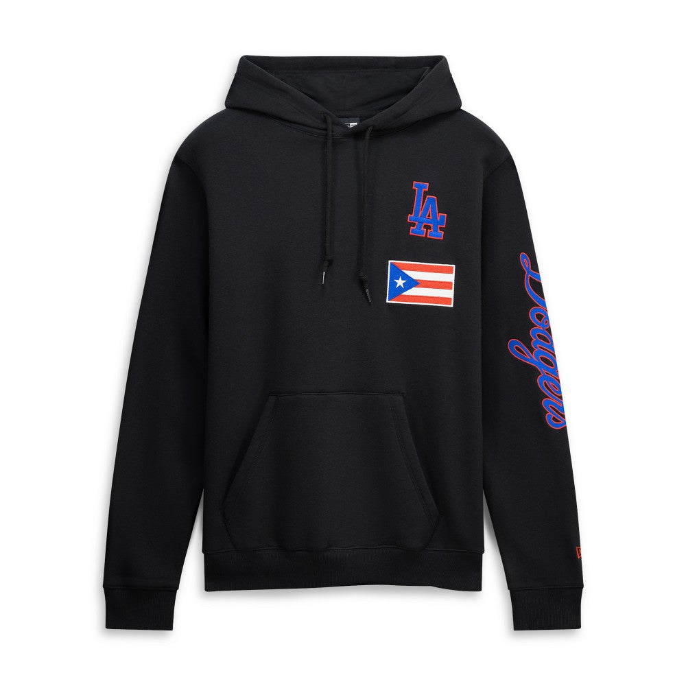 Black Los Angeles Dodgers New Era Puerto Rico Country Flag Hoodie