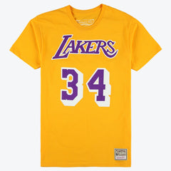 Mitchell & Ness Shaquille O'Neal Los Angeles Lakers Unisex Hardwood Classics Name & Number T-Shirt