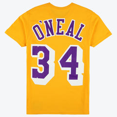 Mitchell & Ness Shaquille O'Neal Los Angeles Lakers Unisex Hardwood Classics Name & Number T-Shirt