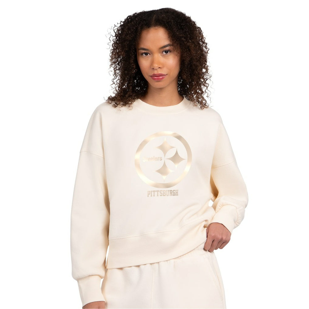 Starter Women's Travel Pastels Boxy Fleece Sweatshirt - Pittsburgh Steelers Sweatshirts